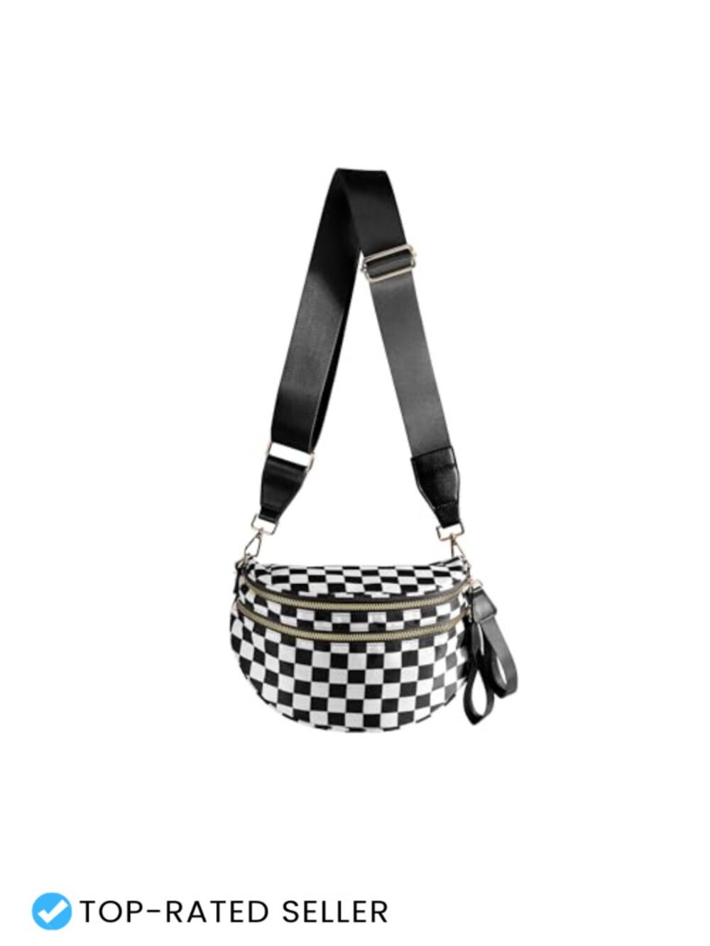 FEIBOON Checkered Nylon Crossbody Bag Spacious Bum Bag for Women